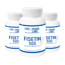 Load image into Gallery viewer, Fisetin 500mg 3 bottles - Senescent Cell Reduction (60 capsules)
